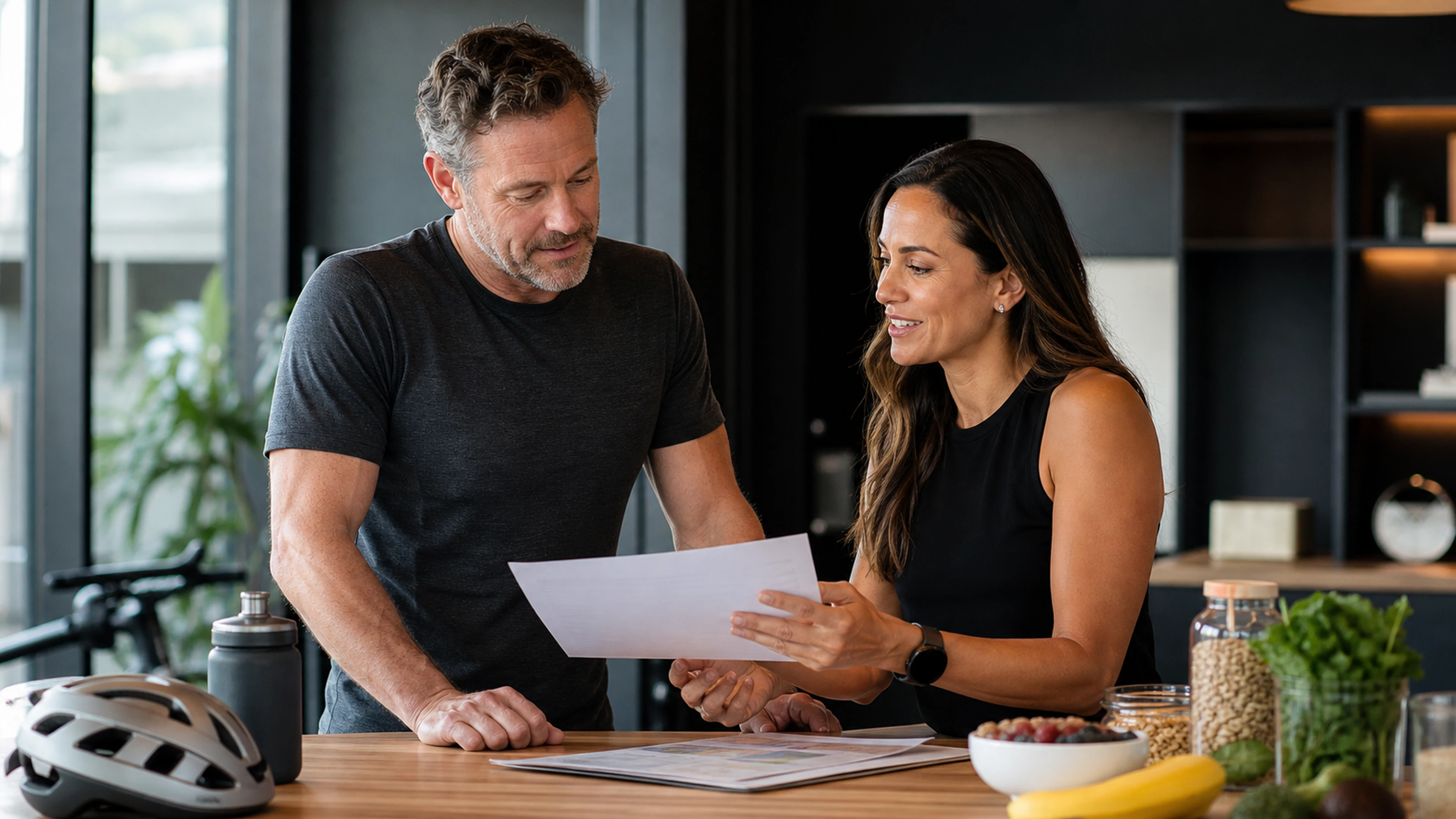 A Registered Dietitian consults with an active client.